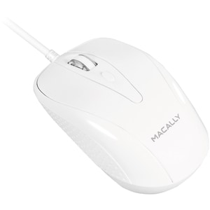 Macally 3 Button Optical USB Wired Mouse for Mac and PC - Optical - Cable - White - 1 Pack - USB - 1000 dpi - Scroll Wheel