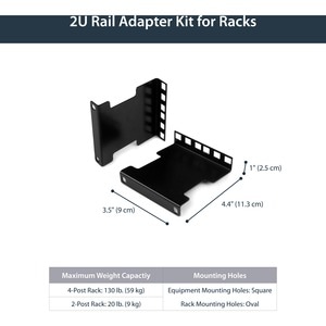 Server Rack Depth Extender - 2U - 4in / 10 cm - TAA Compliant - Recessed Rack Adapter - Rack Mount Adapter Kit - Network R