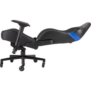 Corsair T2 ROAD WARRIOR Gaming Chair - Black/Blue - For Game, Office, Desk - PU Leather, Steel - Black, Blue