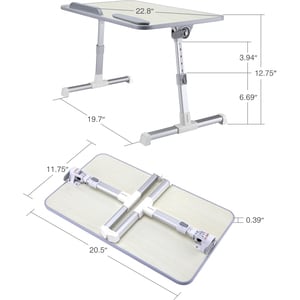 SIIG Adjustable Laptop Bed Desk for MacBook and PC - Up to 17" Screen Support - 11.9" Height x 11.8" Width - Acrylonitrile