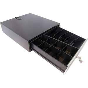 APG Cash Drawer ECD330 Cash Drawer - 5 Bill - 8 Coin - 2 Lock Position, Serial Port - Stainless Steel - Textured Black - 1