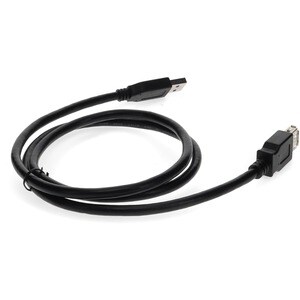 AddOn 2m USB 2.0 (A) Male to Male Black Cable - 6.56 ft USB Data Transfer Cable for Notebook, PC, USB Charger, Mouse, Keyb