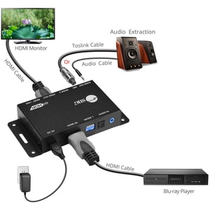 SIIG HDMI 2.0 Audio Extractor / Embedder - 4K @60Hz (YUV 4:4:4 8-bit), HDR 4K @60Hz (YUV 4:2:0 10-bit) - TAA Compliant