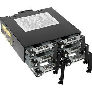 Icy Dock ToughArmor MB996SK-6SB Drive Enclosure for 5.25" - Serial ATA/600 Host Interface Internal - Black - 6 x HDD Suppo