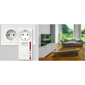 Adaptador de red línea eléctrica - FRITZ! 1220E - 1 - 2 x Red (RJ-45) - 1200 Mbit/s Línea eléctrica - HomePlug AV2 - Gigab