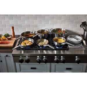 Calphalon Premier Space Saving Stainless Steel 10-Piece Cookware Set - - Tempered Glass Cover, Aluminum Core, Metal, Stain