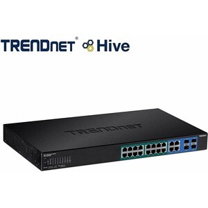 TRENDnet 20-Port Gigabit Web Smart 370W PoE+ Switch; TPE-1620WSF; 16 Gigabit PoE+ Ports; 4 Shared Gigabit Ports(RJ-45 or S
