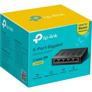 TP-Link LS1005G - Litewave 5 Port Gigabit Ethernet Switch - Desktop Ethernet Splitter - Plastic Case - Unshielded Network 