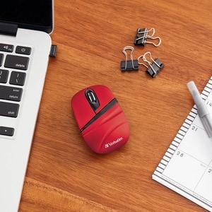 Verbatim Wireless Mini Travel Mouse, Commuter Series - Red - Wireless - Radio Frequency - 2.40 GHz - Red - 1000 dpi
