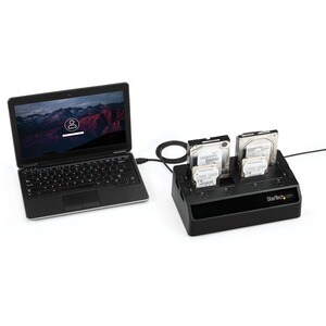 StarTech.com Drive Dock SATA/600 - USB 3.0 Type B Host Interface - UASP Support External - Black - 4 x HDD Supported - 4 x