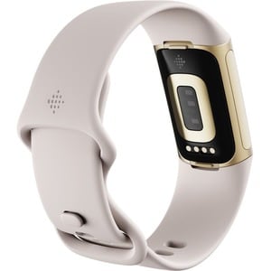 Fitbit Charge 5 Smart Band - Unisex - Lunar White, Soft Gold Stainless Steel - Aluminium Body - Stainless Steel Case - ECG