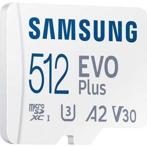 Samsung EVO Plus 512 GB Class 10/UHS-I (U3) V10 microSDXC - 1 Pack - 130 MB/s Read - 10 Year Warranty
