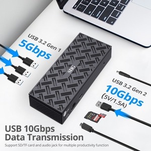 SIIG USB-C Quad Hybrid 4K Video Docking Station with 100W PD - USB-C to HDMI or DisplayPort - USB 10Gbps Data Transmission