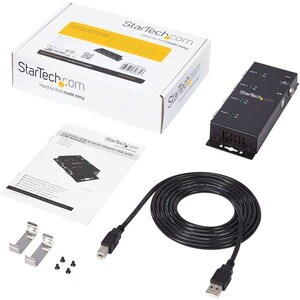 StarTech.com 4 Port USB to Serial RS232 Adapter - Wall Mount - Din Rail - COM Port Retention - FTDI USB to DB9 RS232 Hub (