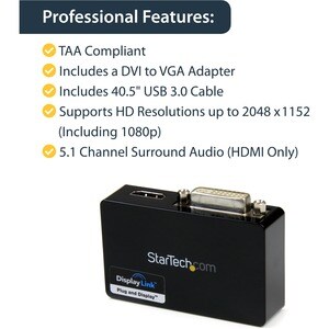 Adaptador de Video Externo USB 3.0 a HDMI y DVI - Tarjeta Externa Cable Dual Head - 2048x1152 StarTech.com USB32HDDVII
