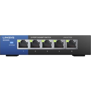 Linksys 5-Port Gigabit Ethernet Switch SE3005 - 5 Ports - Gigabit Ethernet - 10/100/1000Base-T - 2 Layer Supported - AC Ad