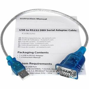 StarTech.com USB to Serial Adapter - Prolific PL-2303 - 1 port - DB9 (9-pin) - USB to RS232 Adapter Cable - USB Serial - F