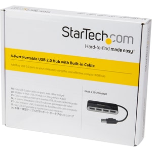 StarTech.com 4 Port USB Hub - 4 x USB 2.0 port - Bus Powered - USB Adapter - USB Splitter - Multi Port USB Hub - USB 2.0 H