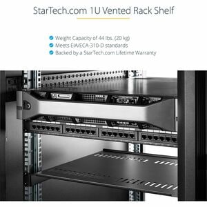StarTech.com 1U Rack Shelf - 10" Deep - Steel - Vented Rack Shelf - Rack Mount Shelf - Server Rack Shelf - Cantilever Shel