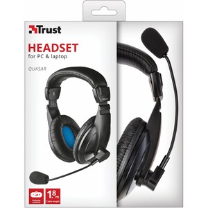 Cuffie Trust Quasar Cavo Over-the-head Stereo - Nero - Binaural - Circumaurale - 32 Ohm - 20 Hz a 20 kHz - 180 cm Cavo - M