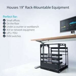 StarTech.com 12U Floor Standing Open Frame Slide Out Rotating Rail System for Server, LAN Switch, Patch Panel - 4 Post - B