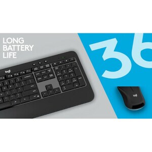 Logitech MK540 Keyboard & Mouse - USB Wireless RF - English (UK) - USB Wireless RF - Optical - 1000 dpi - 3 Button - Scrol