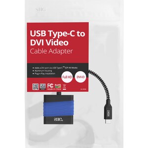 SIIG USB Type-C to DVI Video Cable Adapter - USB Type C - 1 x DVI, 1 x DVI-D, DVI