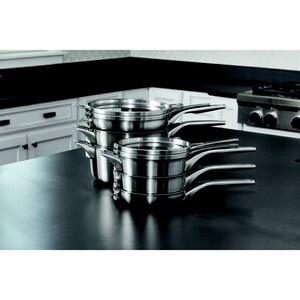 Calphalon Premier Space Saving Stainless Steel 10-Piece Cookware Set - - Tempered Glass Cover, Aluminum Core, Metal, Stain