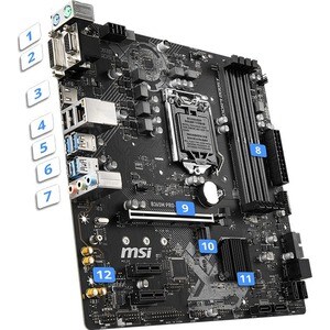 MSI B365M PRO-VDH Desktop Motherboard - Intel Chipset - Socket H4 LGA-1151 - Micro ATX - 64 GB DDR4 SDRAM Maximum RAM - DI