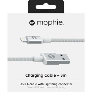 Mophie Charging Cable - For iPhone, iPad, iPod - 5 V DC - White - 3 m Cord Length - 1