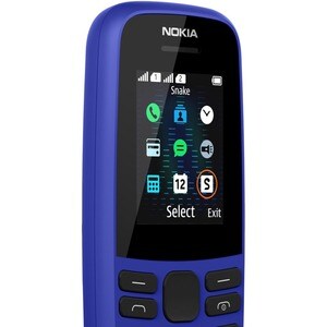 Nokia 105 4 MB Feature Phone - 4.5 cm (1.8") Active Matrix TFT LCD QQVGA 120 x 160 - 4 MB RAM - 2G - Blue - Bar - 2 SIM Su