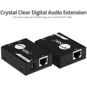 SIIG Digital Audio Extender Over Cat5e/6 Cable with PoC - Audio Signals up to 990ft