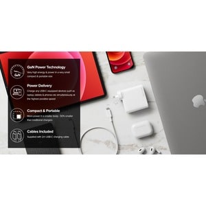 Alogic 1X100 Rapid Power 100W GaN Charger - 120 V AC, 230 V AC Input - 20 V/5 A, 5 V, 9 V, 15 V Output - White