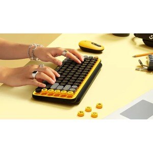Logitech POP Keys Keyboard - Wireless Connectivity - Bluetooth - 32.81 ft - 4 Emoji Hot Key(s) - Spanish - Tablet - PC, Ma
