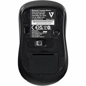 Ratón V7 MW150BT - Bluetooth - Óptico - 3 Botón(es) - Negro - Inalámbrico - 1000 dpi - Simétrico