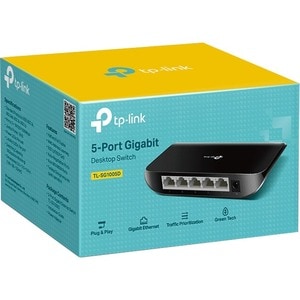 TP-Link TL-SG1005D 5 Ports Ethernet Switch - 2 Layer Supported - Twisted Pair - Wall Mountable, Desktop