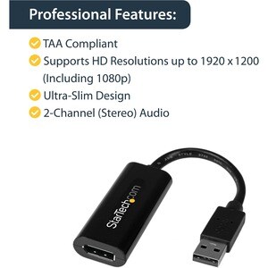 StarTech.com Adattatore da USB 3.0 a HDMI - 1080p - Compatto convertitore video da USB Type-A a HDMI per monitor - Nero - 