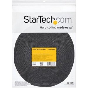 StarTech.com Hook-and-Loop Cable Management Tie - 50 ft. Bulk Roll - Black - Cut-to-Size Cable Wrap / Straps (HKLP50) - Or
