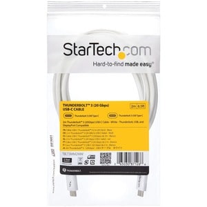 StarTech.com Cavo Thunderbolt 3 - 20Gbps - 2m - Bianco - Compatibile con Thunderbolt, USB e DisplayPort - Estremità 1: 1 x