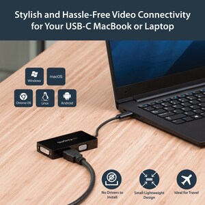 StarTech.com Adattatore Multiporta USB-C - Scheda Grafica Esterna 3 in 1 USB Tipo-C a HDMI, DVI o VGA - USB di tipo C - HD