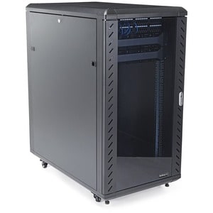 22U Server Rack Cabinet on Wheels - 36 inch Adjustable Depth - Portable Network Equipment Enclosure (RK2236BKF)