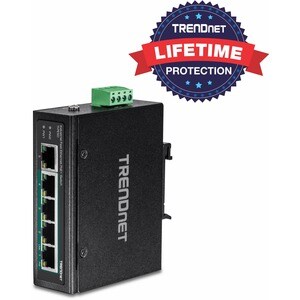 Switch Ethernet TRENDnet TI-PE50 5 Porte - Nuovo - 2 Layer supportato - Coppia incrociata - Montaggio su guida DIN, Parato