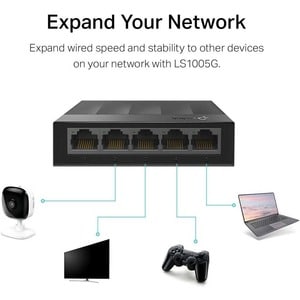 TP-Link LiteWave LS1005G 5 Ports Ethernet Switch - Gigabit Ethernet - 10/100/1000Base-T - 2 Layer Supported - Power Adapte