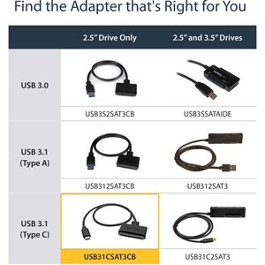 StarTech.com USB C to SATA Adapter - External Hard Drive Connector for 2.5'' SATA Drives - SATA SSD / HDD to USB C Cable (