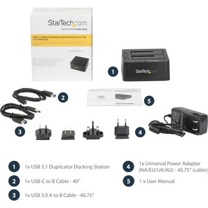 StarTech.com USB 3.1 (10Gbps) Standalone Duplicator Dock for 2.5" & 3.5" SATA SSD / HDD - with Fast-Speed Duplication up t