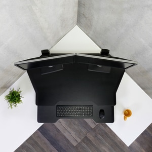 Ergotron WorkFit Corner Standing Desk Converter - Up to 30" Screen Support - 35 lb Load Capacity - Desktop, Tabletop - Black
