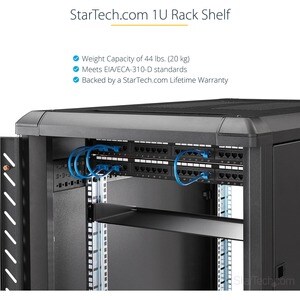 StarTech.com 1U Rack Shelf - 10 in. Deep - For Server, A/V Equipment, LAN Switch, Patch Panel - 1U Rack Height - Rack-moun
