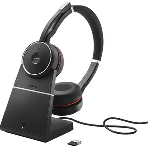 Jabra Evolve 75 Wireless On-ear Stereo Headset - Black - Binaural - Ear-cup - 3000 cm - Bluetooth - 150 Hz to 6.80 kHz - N