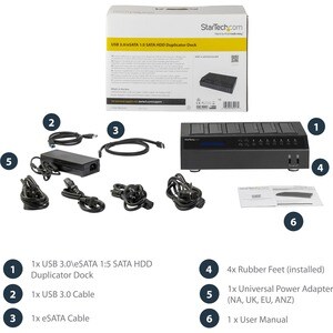 StarTech.com Base Dock USB 3.0 y eSATA Duplicador de Discos Duros con 6 Bahías SATA - Clonador y Borrador de Discos Duros 1:5