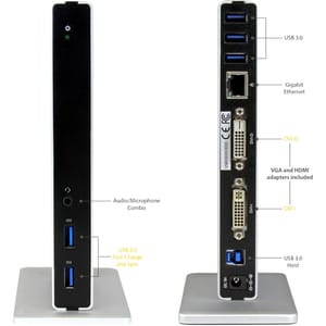 Docking Station USB 3.0 para Dos Pantallas  con DVI y Soporte Vertical
